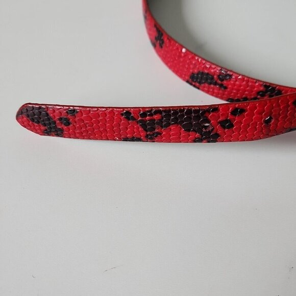 TOLEDANO | leather belt snakeskin red black sz M - Picture 4 of 4